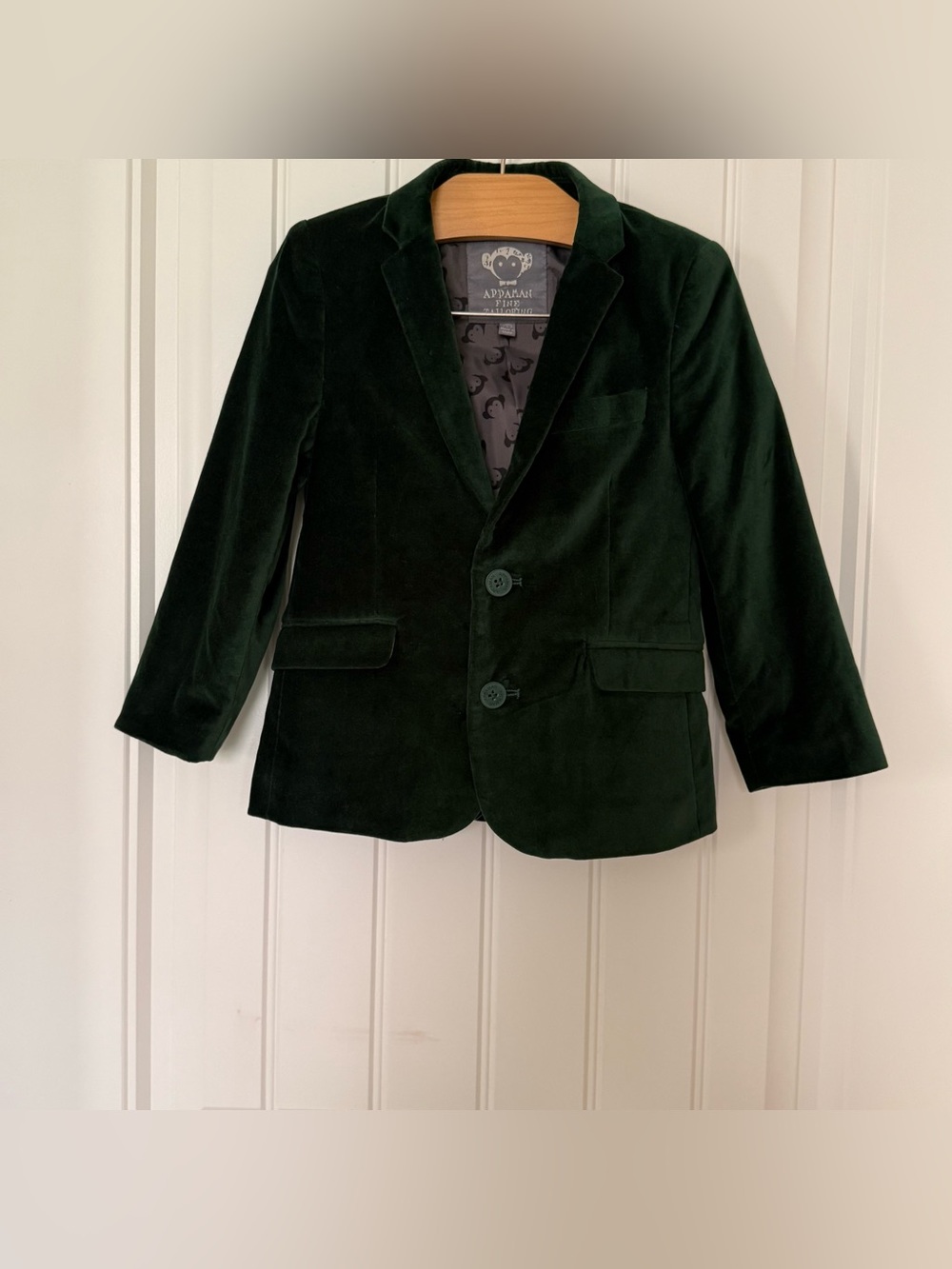 Appaman Boys Green Velvet Blazer Sport Coat Jacket Size 5 Holiday Wedding Dressy